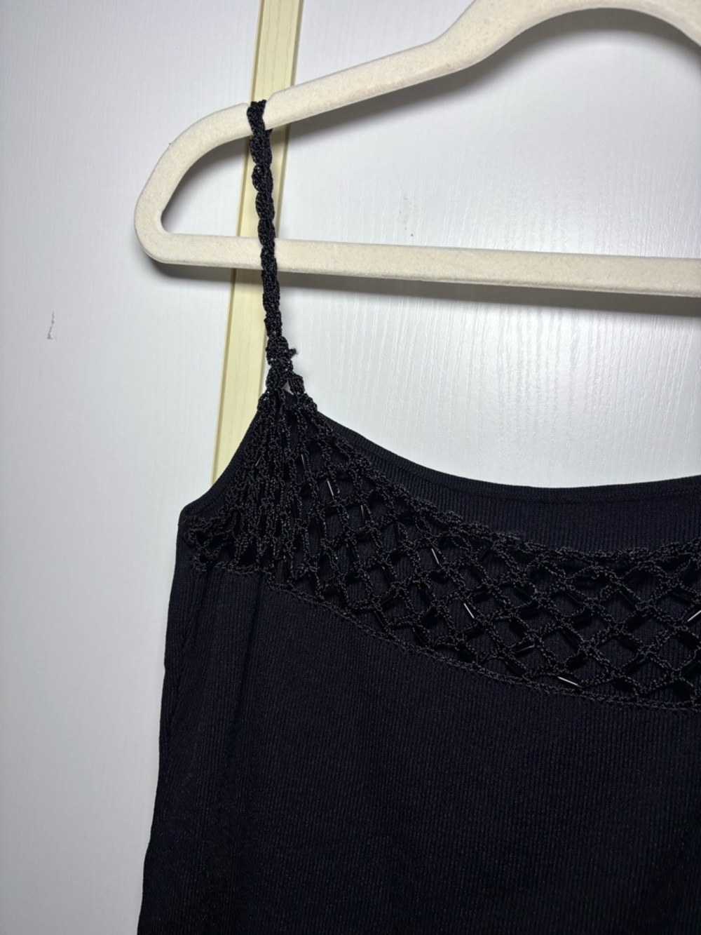 Y2K Black Beaded Crochet Cami Top Grunge Edgy Night Out Festival Whimsigoth - Picture 4 of 7